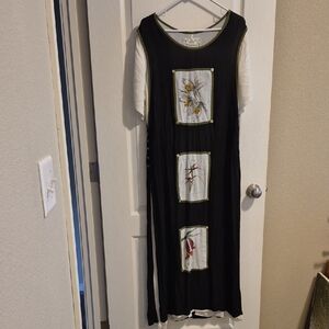 Chic Black Maxi Dress with Floral Accents